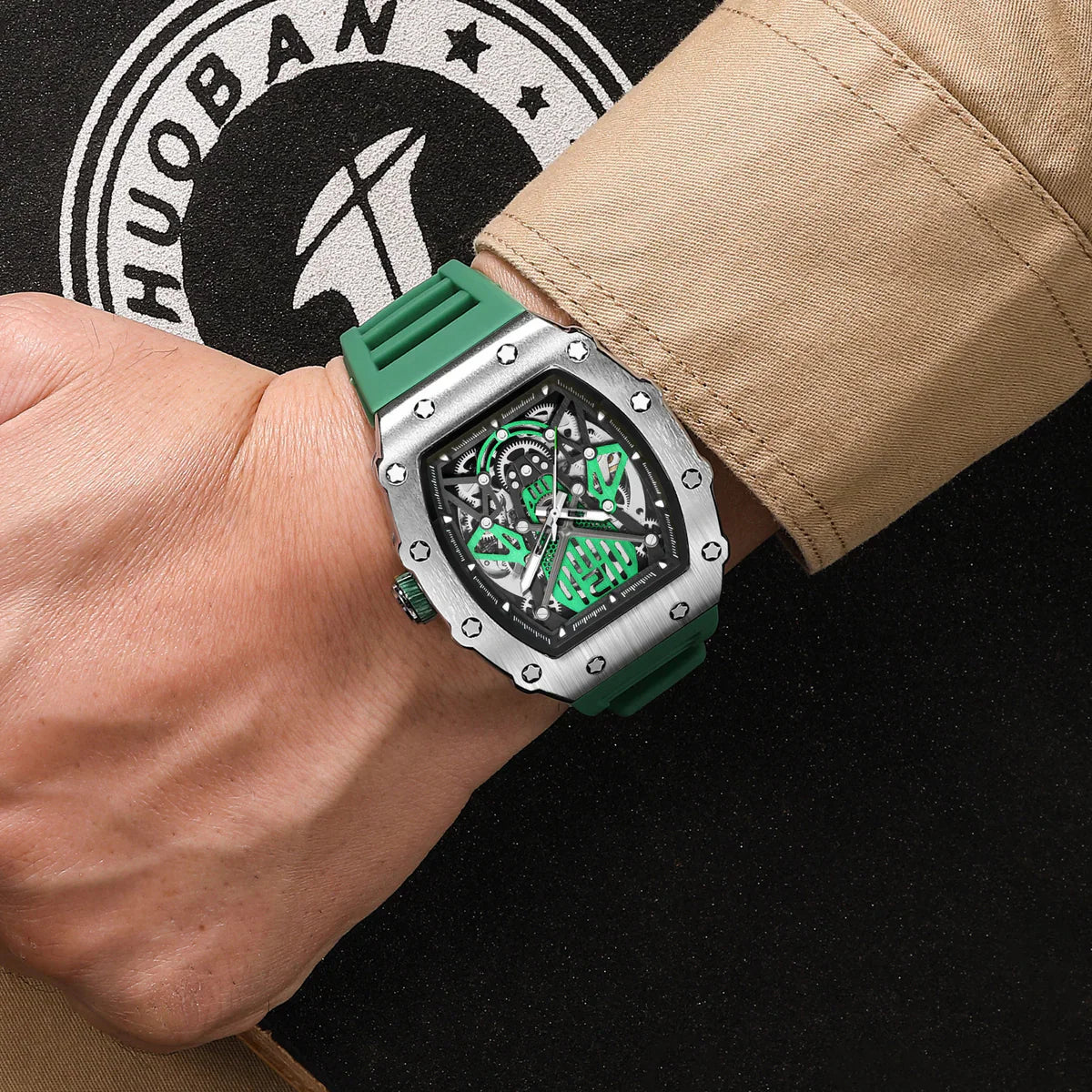 Relógio Skeleton Verde