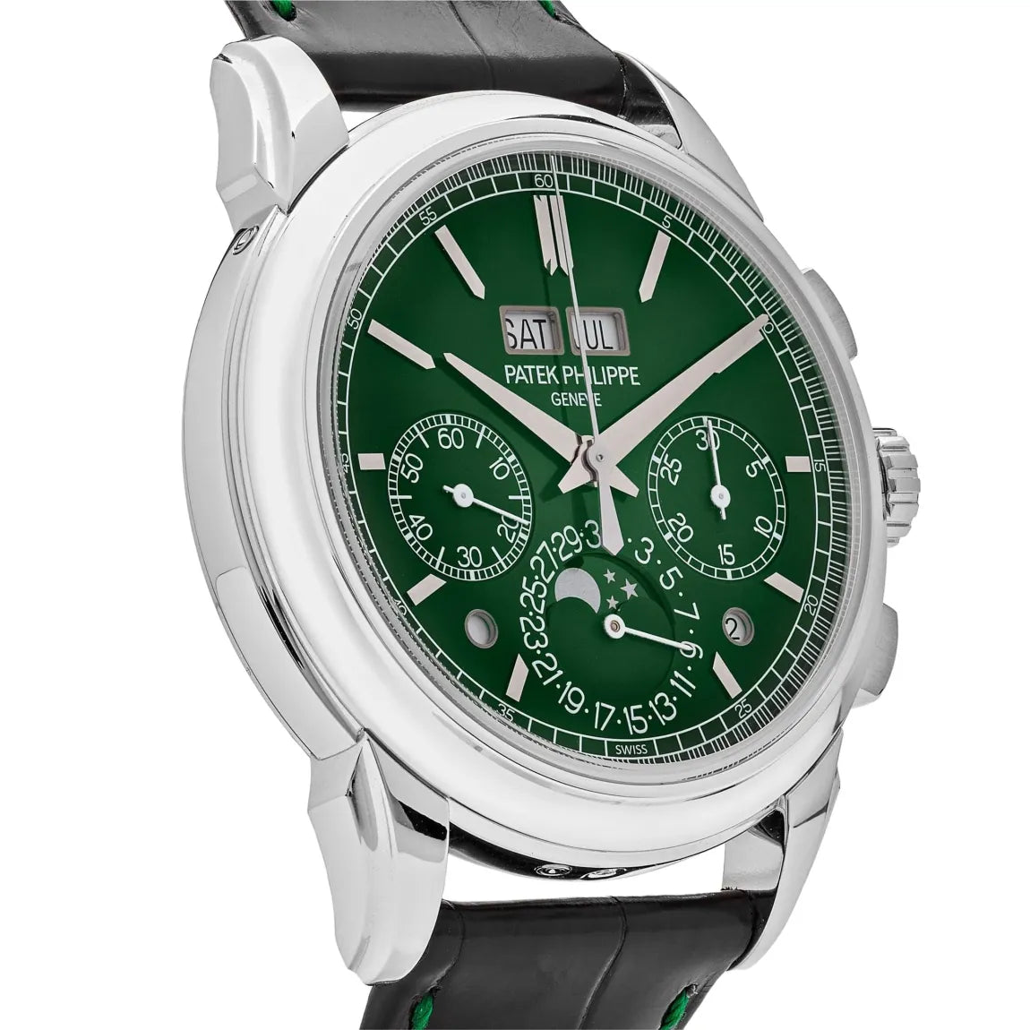 Relógio Perpetual Calendar Chronograph Platinum Green Diall - Acompanha Caixa e Certificado