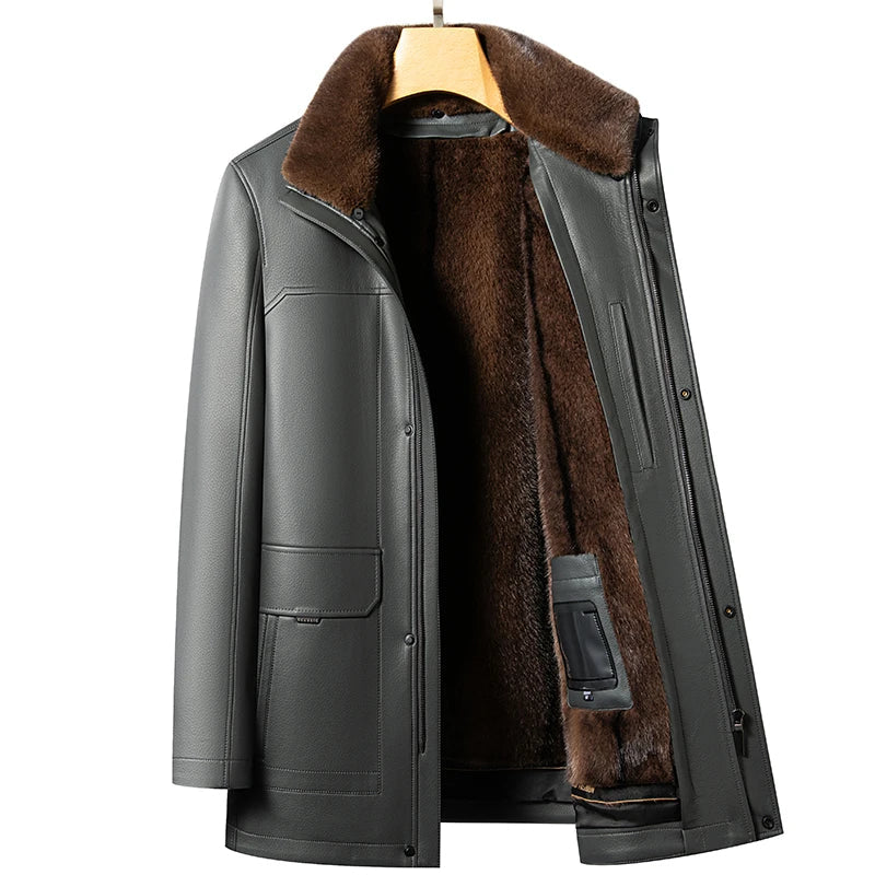 Sobretudo Genuine Leather & Mink Fur
