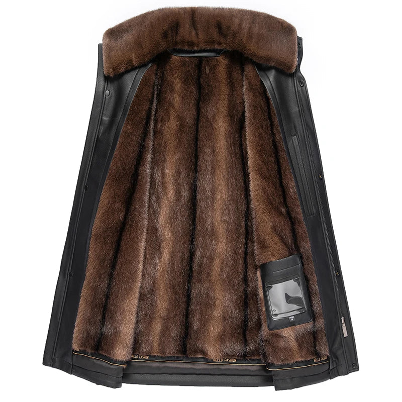 Sobretudo Genuine Leather & Mink Fur