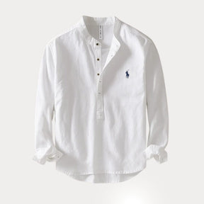 Camisa Masculina RL™ Gola Padre – Linho com Algodão