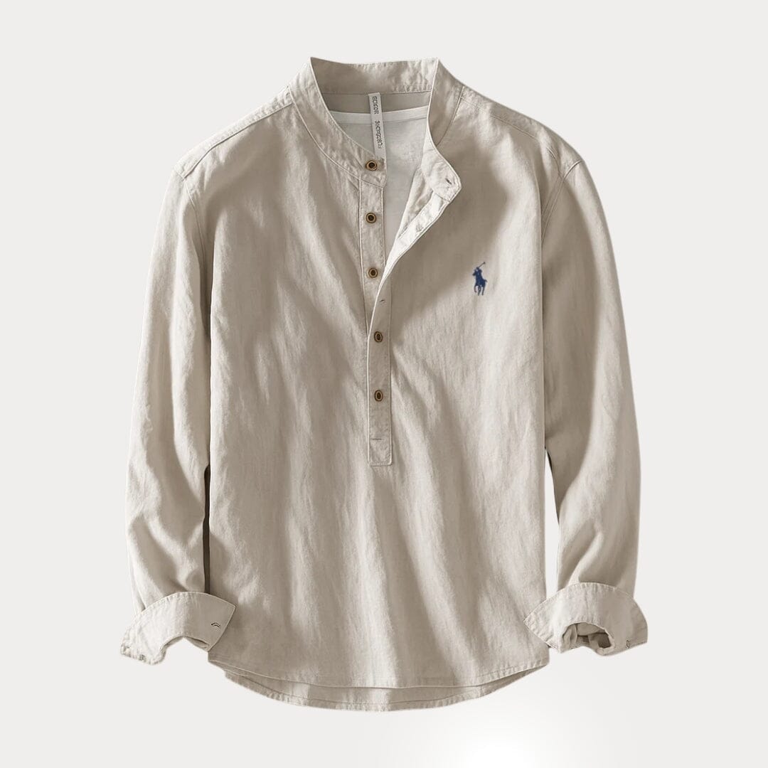 Camisa Masculina RL™ Gola Padre – Linho com Algodão