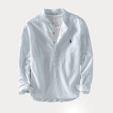 Camisa Masculina RL™ Gola Padre – Linho com Algodão